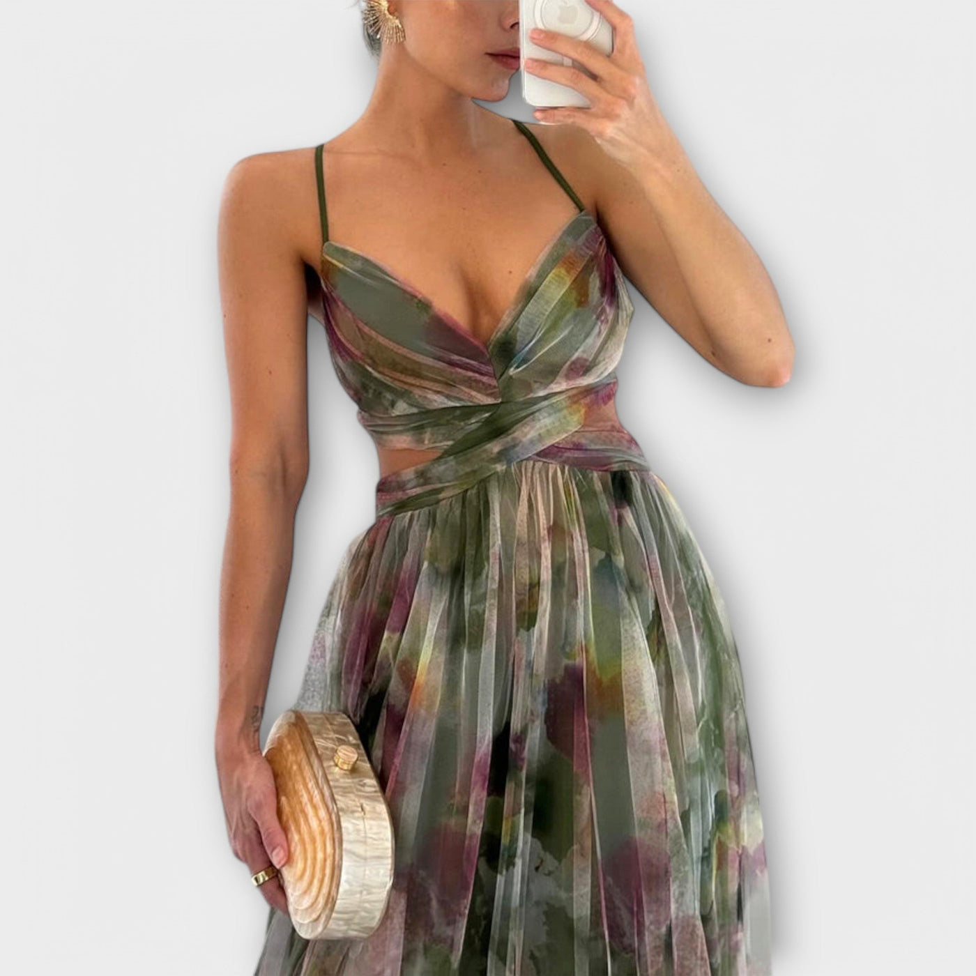 Violette | Robe longue en mousseline d’aquarelle