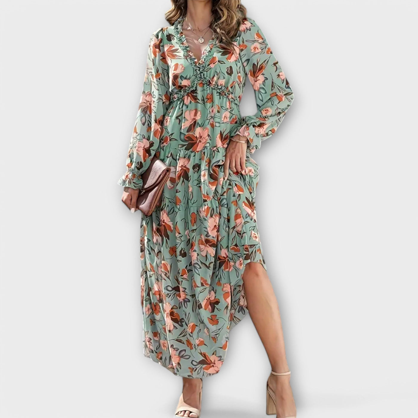 Floriane | Robe longue florale à manches longues