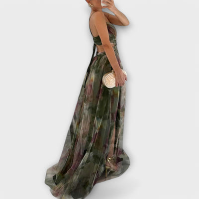 Violette | Robe longue en mousseline d’aquarelle