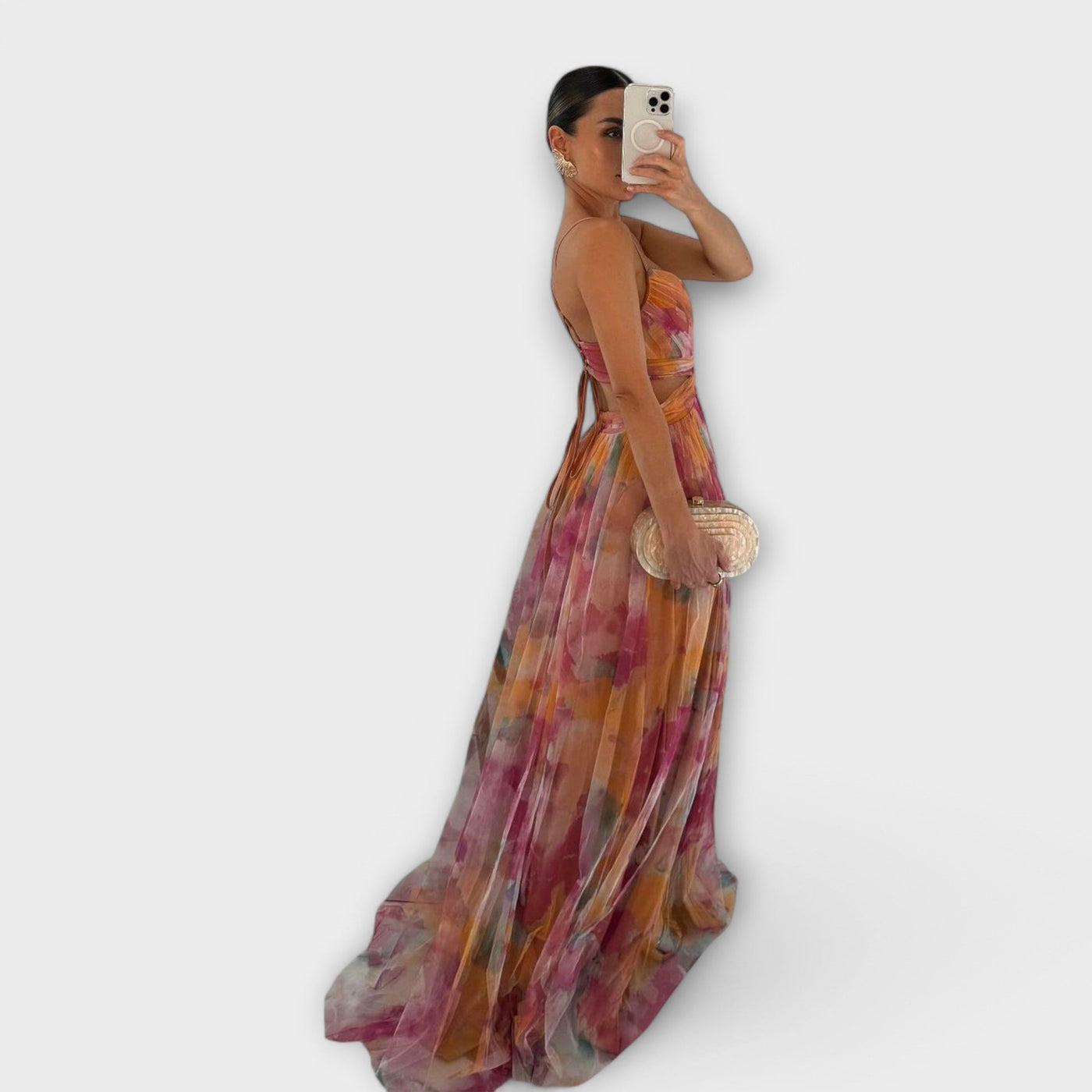 Violette | Robe longue en mousseline d’aquarelle