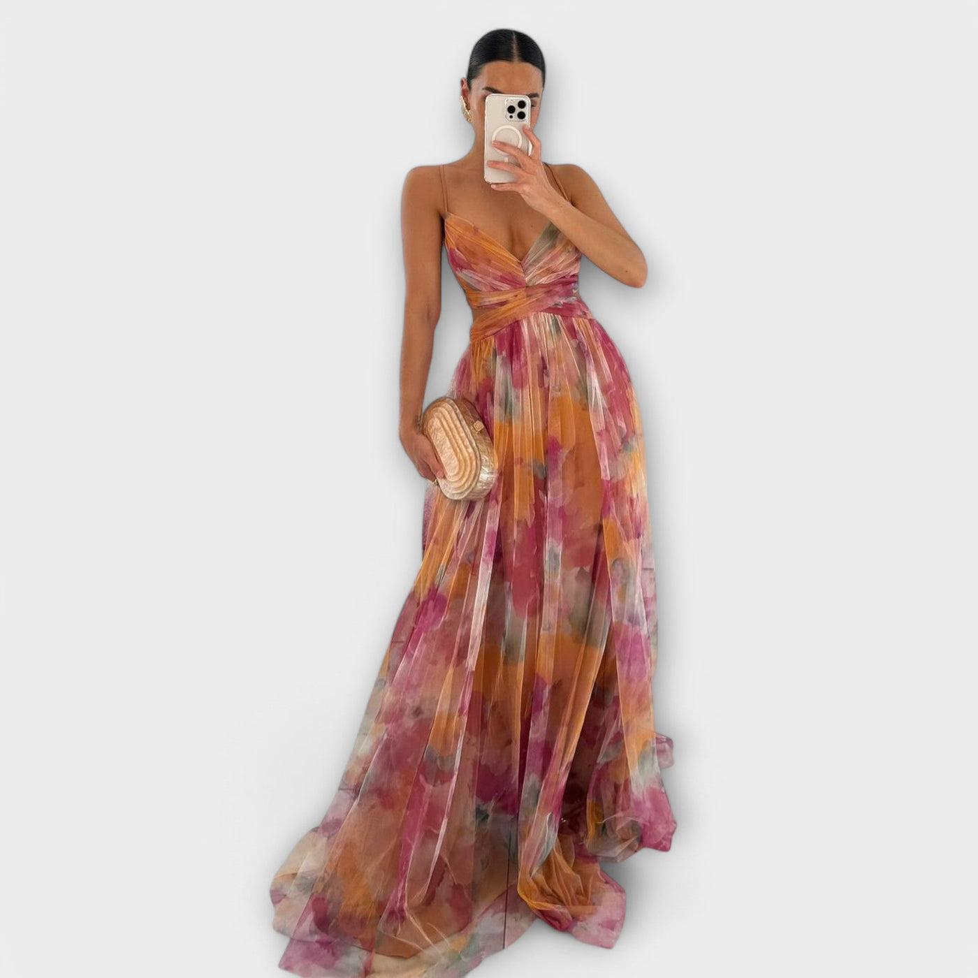 Violette | Robe longue en mousseline d’aquarelle