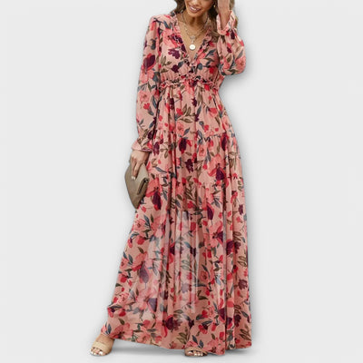 Floriane | Robe longue florale à manches longues