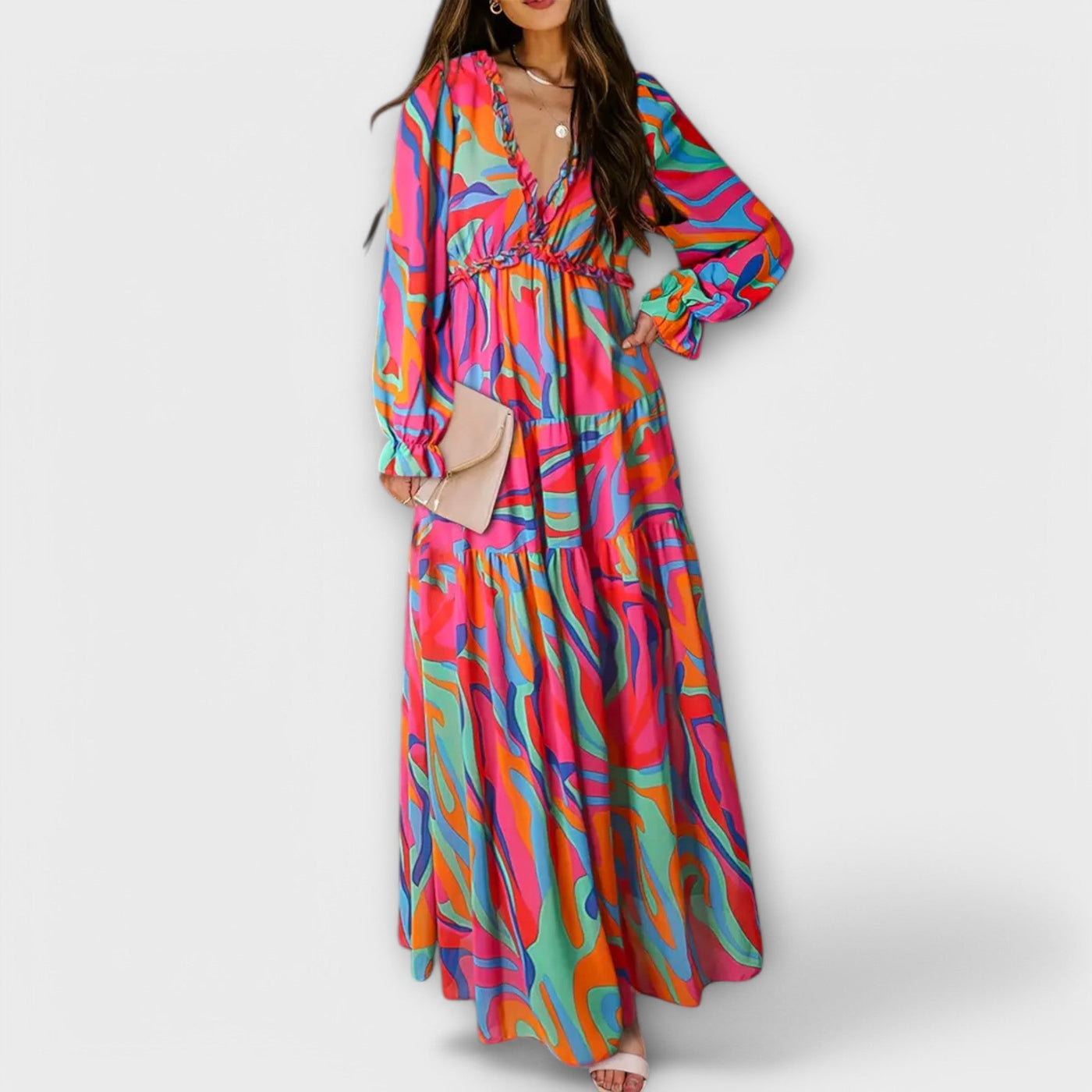 Floriane | Robe longue florale à manches longues