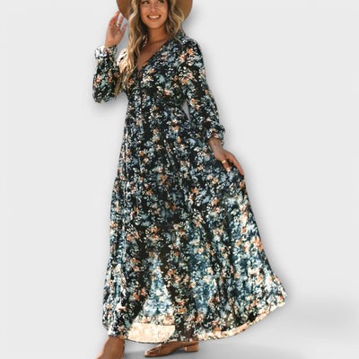 Floriane | Robe longue florale à manches longues