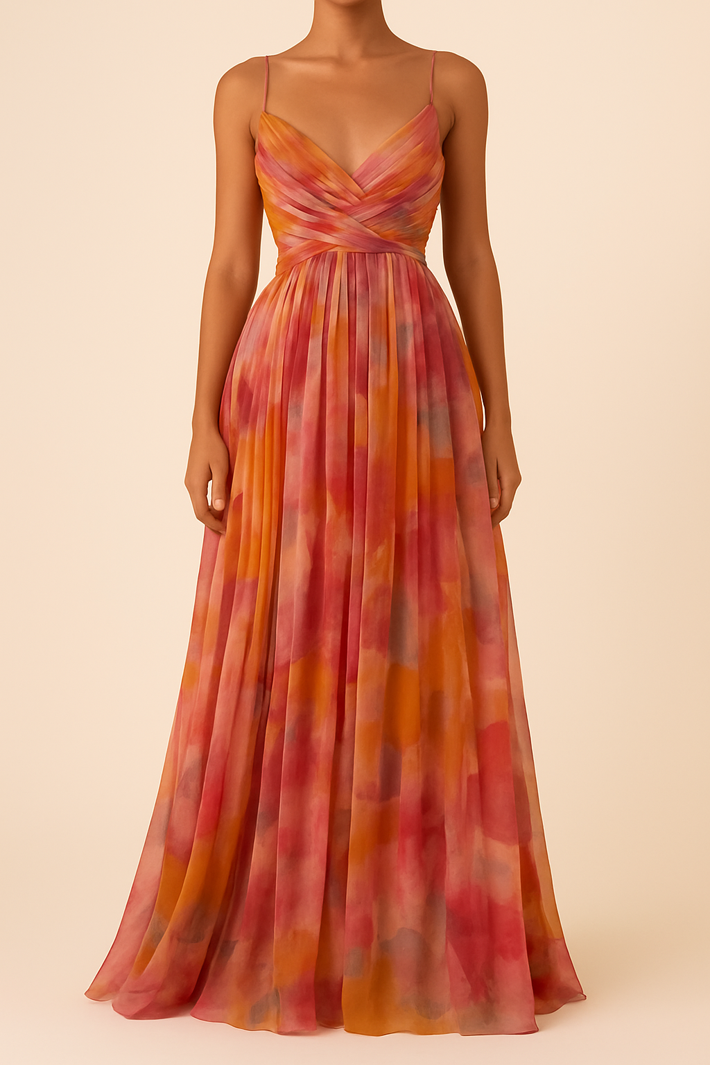 Violette | Robe longue en mousseline d’aquarelle
