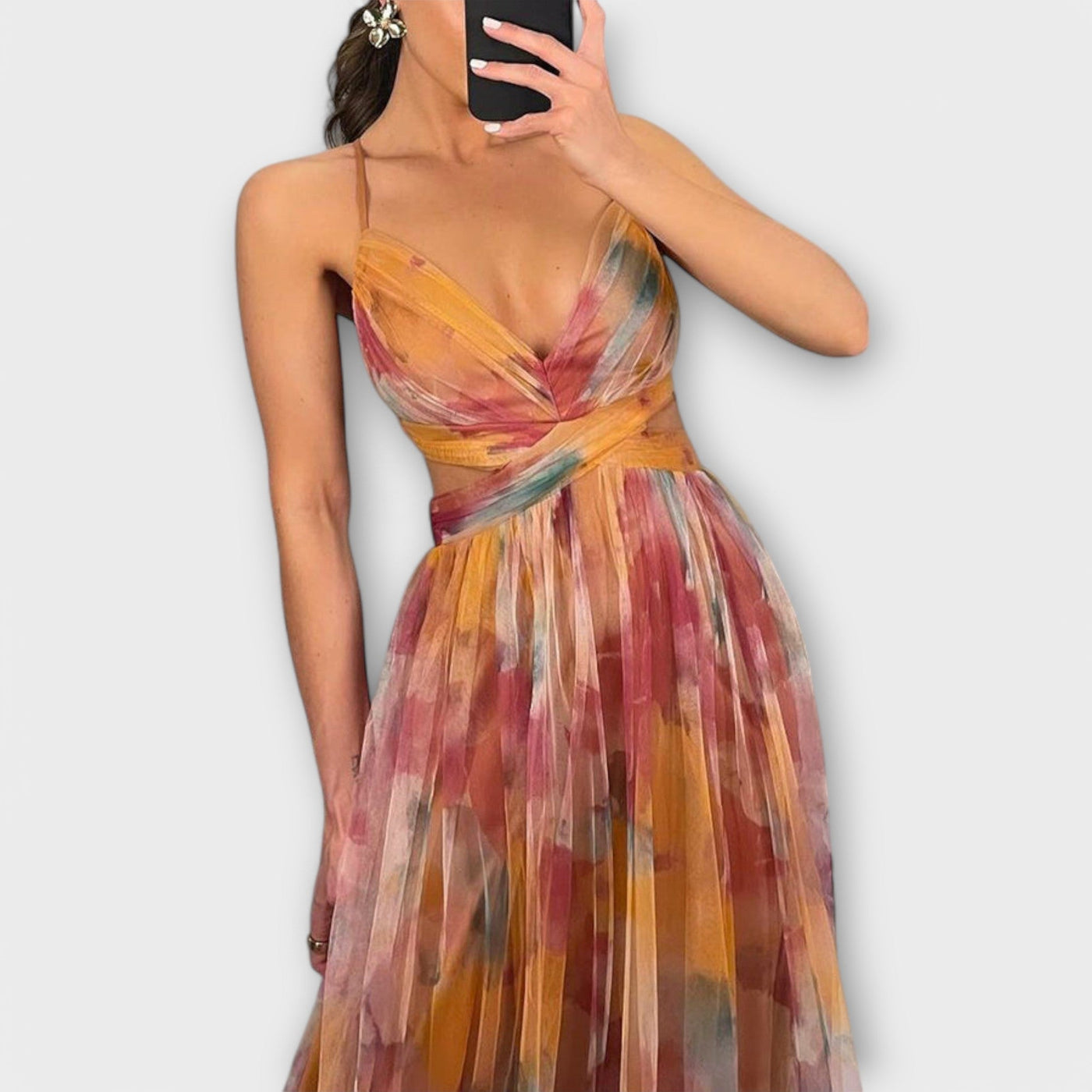 Violette | Robe longue en mousseline d’aquarelle