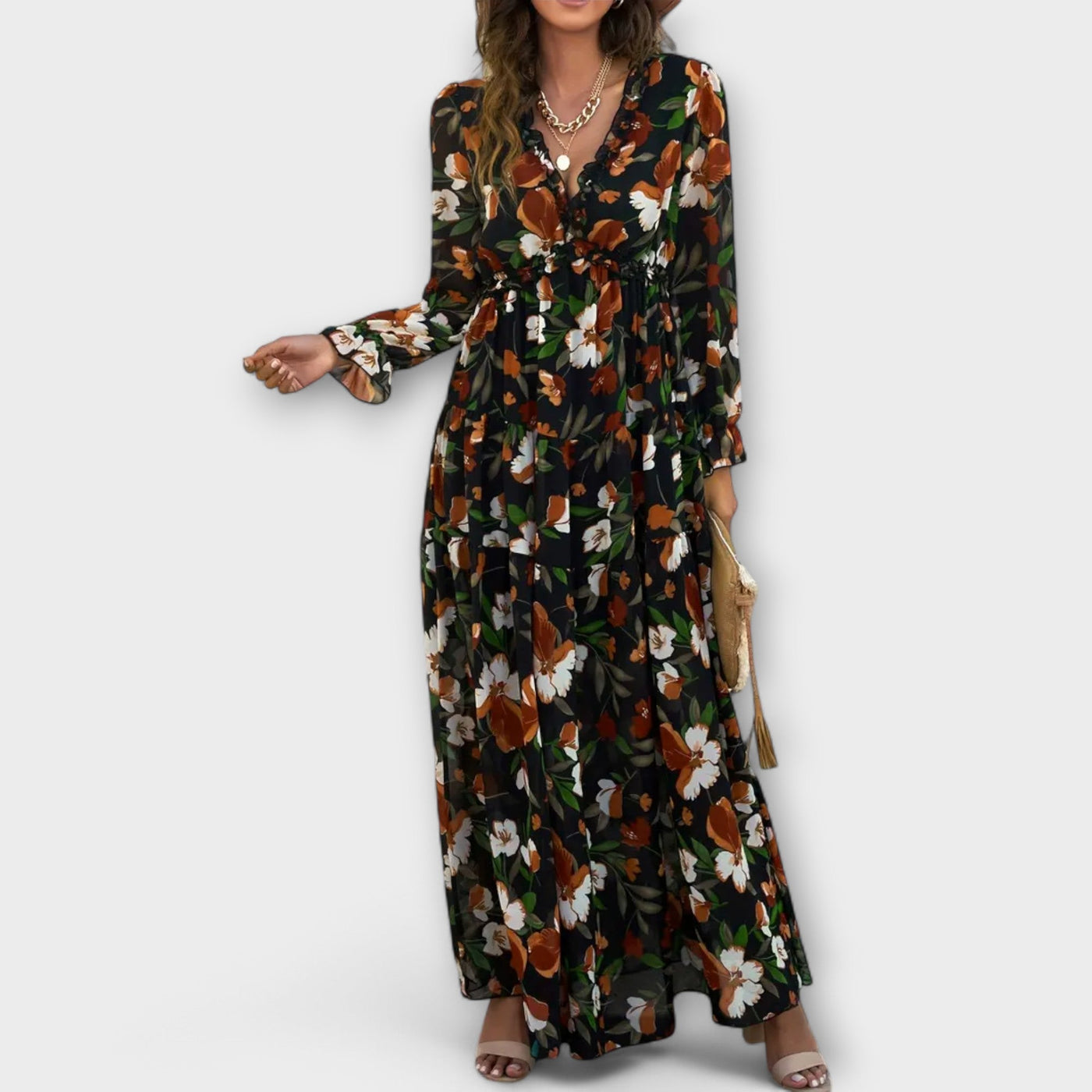 Floriane | Robe longue florale à manches longues